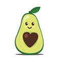 Cute good avocado with the pit in the form of heart